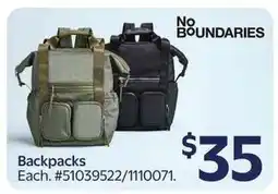 Walmart No Boundaries Backpacks offer