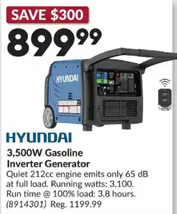 Princess Auto Hyundai 3,500W Gasoline Inverter Generator offer