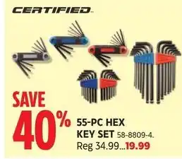 Certified 55-Pc Hex Key Set