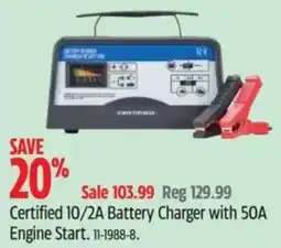 Canadian Tire Certified 10/2a battery charger with 50a engine start offer