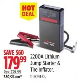 Canadian Tire 2200A Lithium Jump Starter & Tire Inflator offer