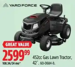 Canadian Tire Yard Force 452cc Gas Lawn Tractor offer