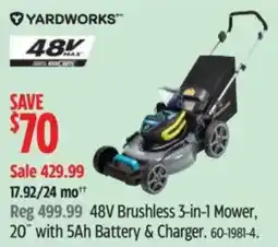 Canadian Tire Yardworks 48V Brushless 3-in-1 Mower offer