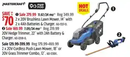 Canadian Tire Mastercraft 2 x 20V Brushless Lawn Mower, 14" with 2 x 4Ah Batteries & Charger offer