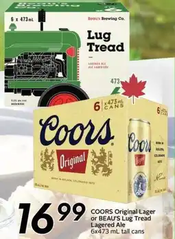 Sobeys Coors Original Lager or Beau's Lug Tread Lagered Ale offer