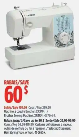 Canadian Tire Brother Sewing Machine, XR3774 offer