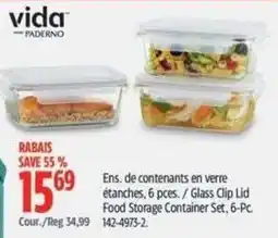 Canadian Tire Vida glass clip lid food storage container set offer