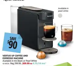 Canadian Tire Nespresso vertuo up coffee and espresso machine offer