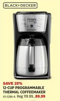 Canadian Tire Black+Decker 12-cup programmable thermal coffeemaker offer