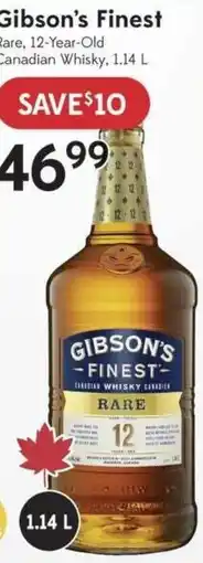 Sobeys Liquor Gibson's Finest Rare 12-Year-Old Canadian Whisky offer