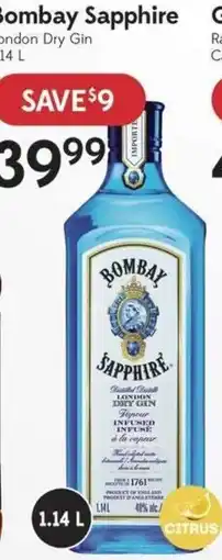 Sobeys Liquor Bombay Sapphire London Dry Gin offer