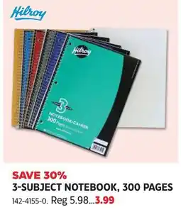 Canadian Tire Hilroy 3-subject notebook offer