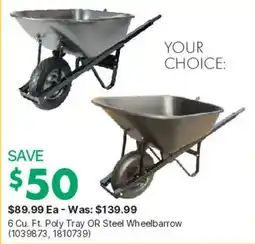 Kent 6 Cu. Ft. Poly Tray OR Steel Wheelbarrow offer