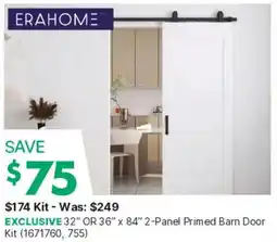 Kent Erahome 32" Or 36" 2-panel primed barn door kit offer