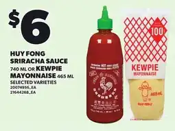 Loblaws Huy Fong Sriracha Sauce or Kewpie Mayonnaise offer