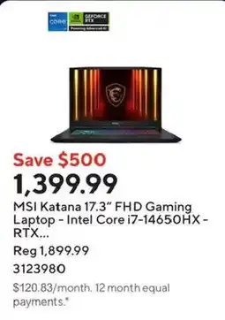 Staples msi katana 17.3" fhd gaming laptop offer