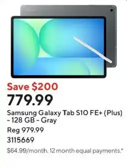 Staples Samsung Galaxy Tab S10 FE+ (Plus) - 128 GB - Gray offer
