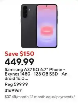 Staples Samsung A37 5G 6.7" Phone offer