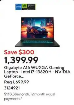 Staples Gigabyte A16 WUXGA Gaming Laptop offer