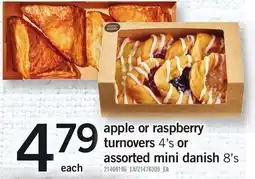 Loblaws apple or raspberry turnovers 4's or assorted mini danish 8's offer