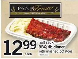 Loblaws Pane Fresco half rack BBQ rib dinner with mashed potatoes offer