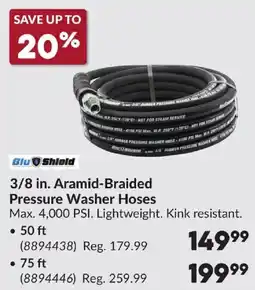 Princess Auto Blu Shield 3/8 in. Aramid-Braided Pressure Washer Hoses offer
