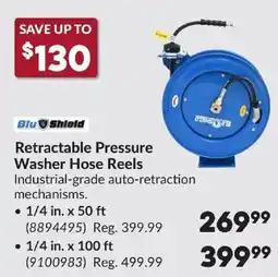 Princess Auto BluShield retractable pressure washer hose reels offer