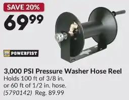 Princess Auto Powerfist 3,000 PSI Pressure Washer Hose Reel offer