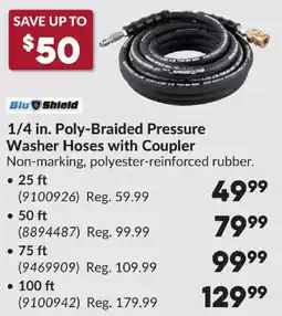 Princess Auto Blu Shield 1/4 in. Poly-Braided Pressure Washer Hoses with Coupler offer