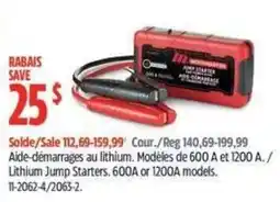 Canadian Tire Motomaster lithium jump starters offer