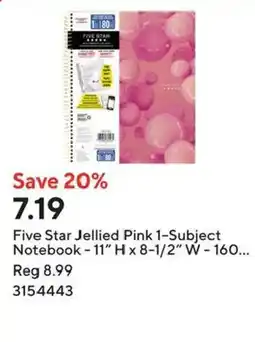 Staples Five Star Jellied Pink 1-Subject Notebook offer