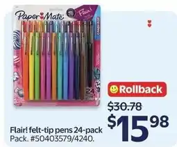 Walmart Paper Mate Flair felt-tip pens offer