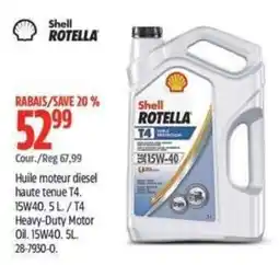 Canadian Tire Shell rotella t4 heavy-duty motor oil offer