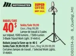 Canadian Tire Motomaster 3-blade tripod work light offer