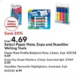 Staples Select Paper Mate, Expo and Staedtler Writing Tools offer