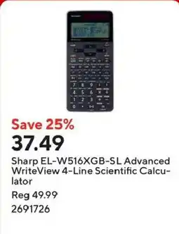 Staples Sharp EL-W516XGB-SL Advanced WriteView 4-Line Scientific Calculator offer