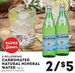 IGA S.Pellegrino carbonated natural mineral water offer