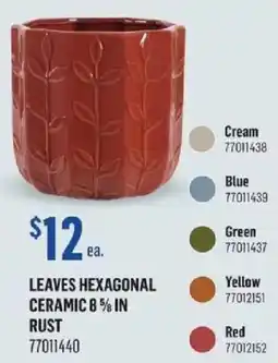 Canac Leaves hexagonal ceramic 8 1/2 in rust offer
