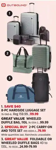 Canadian Tire Outbound 8-pc hardside luggage set offer