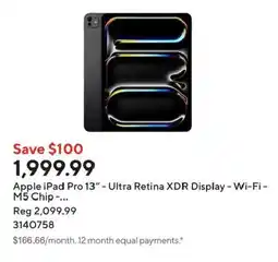 Staples Apple iPad Pro 13" - Ultra Retina XDR Display - Wi-Fi - M5 Chip - ... offer