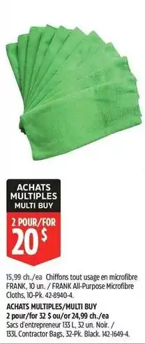 Canadian Tire Frank all-purpose microfibre cloths offer