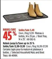 Canadian Tire Selected household mats and boot trays offer