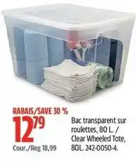 Canadian Tire Clear Wheeled Tote offer
