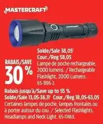 Canadian Tire Mastercraft lamp de poche rechargeable offer