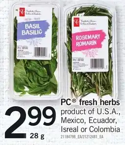 Loblaws PC fresh herbs offer