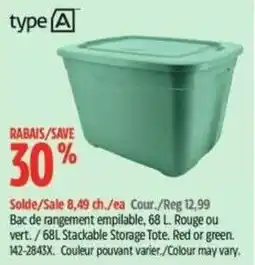 Canadian Tire Type A stackable storage tote offer