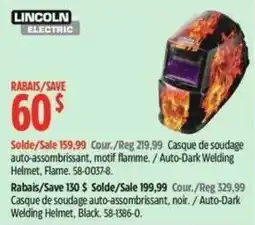 Canadian Tire Lincoln Electric auto-dark welding helmet flame offer