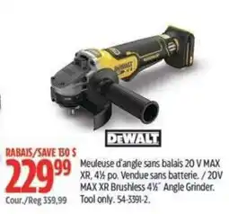 Canadian Tire DeWalt 20 V MAX XR Brushless 4½" Angle Grinder offer