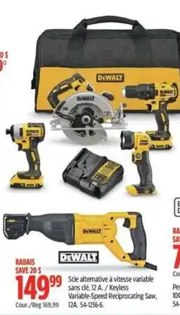 Canadian Tire DeWalt variable-speed reciprocating saw 12a offer