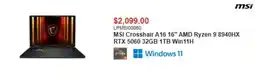 Canada Computers msi crosshair a16 16" amd ryzen 9 8940hx rtx 5060 32gb 1tb win11h offer